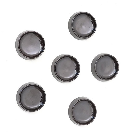 Image 1 of Six bols en céramique émaillée noire de Gabbianelli, années 1970