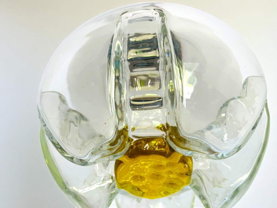 Image 1 of Mid Century hanging lamp in wood and art glass in style of Mazzega, 1960s