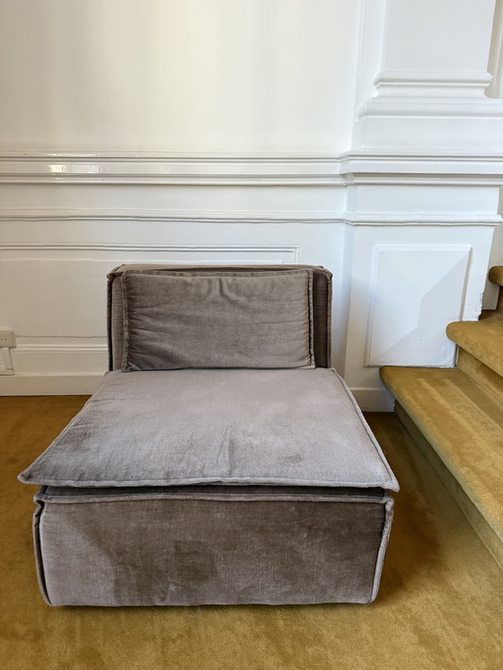 Image 1 of Modular vintage design sofa in brown velvet – 1970s Italian