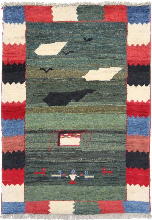 Original Perserteppich Gabbeh Ghashghai Orientteppich 154 cm x 110 cm Alt Natur