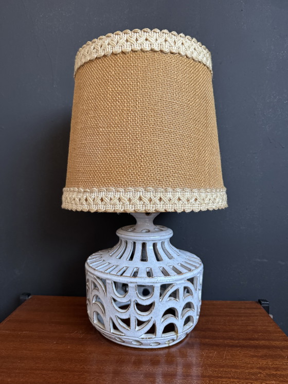 Image 1 of Roger Collet openwork ceramic lamp, 1960s