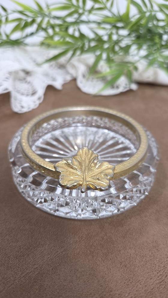 Antique crystal and gilded brass ashtray, Napoleon III style, Table accessories, Transparent (photo 3 of 8)