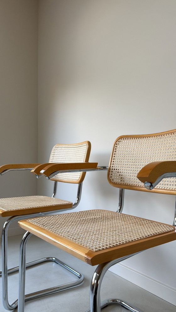 Vier vintage Cesca stoelen – Eetkamerstoelen, Hout, Rieten (photo 6 of 9)