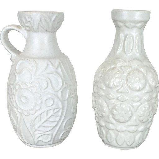 Paire de vases vintage en poterie et céramique pour Bay Ceramics, Allemagne 1970