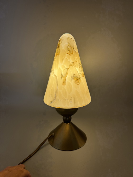 Image 1 of Vintage tafellamp met marmeren glazen kap – AGI Almelo (ca. 1970s)