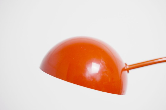 Image 1 of Red Italian Desk Lamp Vintage Lacri Space Age Table Lamp Curved Arched Lamp Metal Postmodern Halogen Light Made in Italy