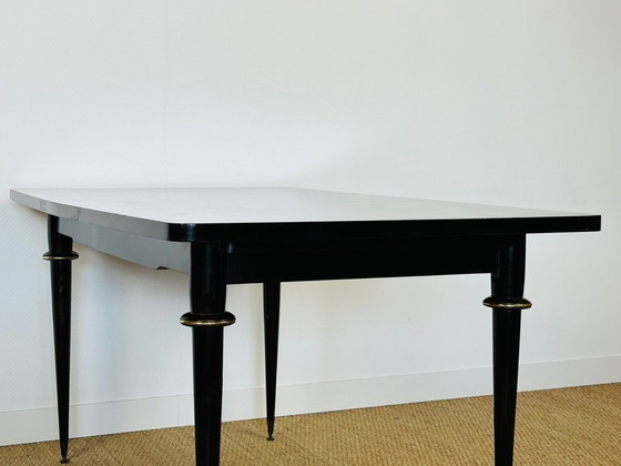 Image 1 of Table de salle à manger art déco en ébène de macassar et marqueterie, 1940