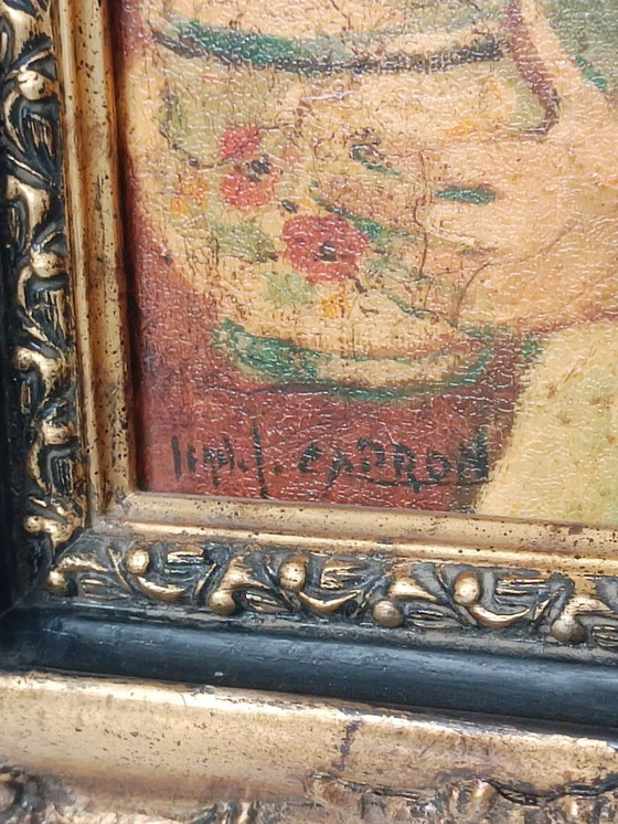 Image 1 of Oil on canvas, Michel Capron, Young Woman with a Bowl, France, circa 1950