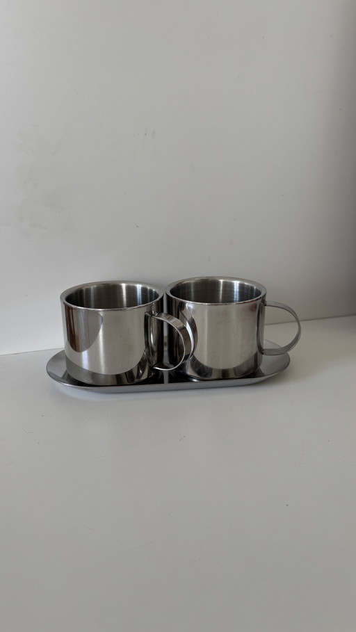 Vintage Kaffeetassen aus Edelstahl