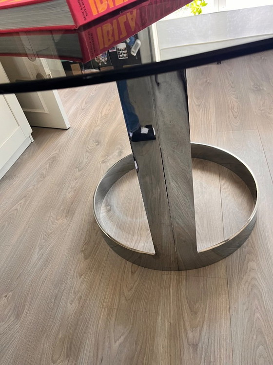Chrome table with smoked tabletop – Dining tables, Glass, Metal (photo 2 of 8)