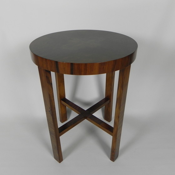 Image 1 of Carrot Walnut Art Deco Side Table, 1930s