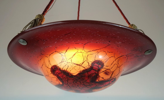 Image 1 of Art Deco Wmf Ikora Pendant Light Ikoraglass 1930S Avantgarde Design