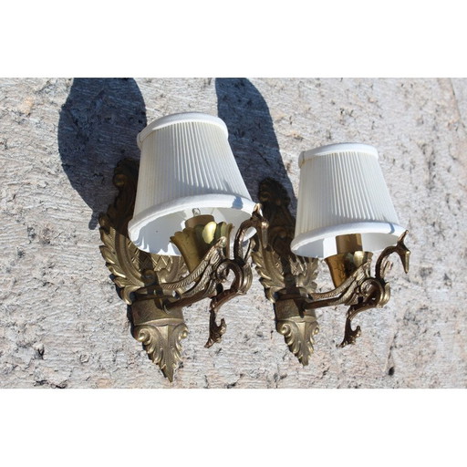 Paar wandlampen vintage in brons 1950