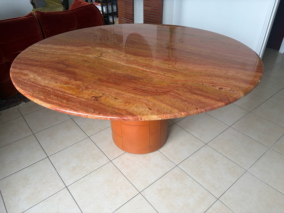 Tavolo « Tobio » di Afra & Tobia Scarpa per B&B Italia 1974 – Tavoli da pranzo, Pelle, Marmo (photo 3 of 12)