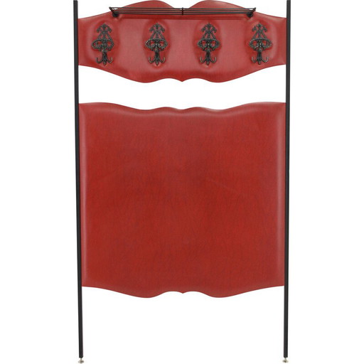 Vintage-Garderobe aus Eisen und Kunstlederbezug, Italien 1960