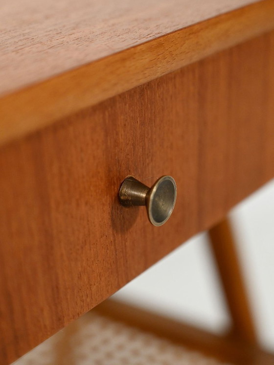 Image 1 of Comodino vintage scandinavo in teak con canna di Vienna