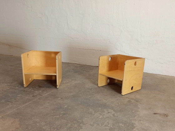 Image 1 of Conjunto Montessori de mesa y sillas de madera para niños