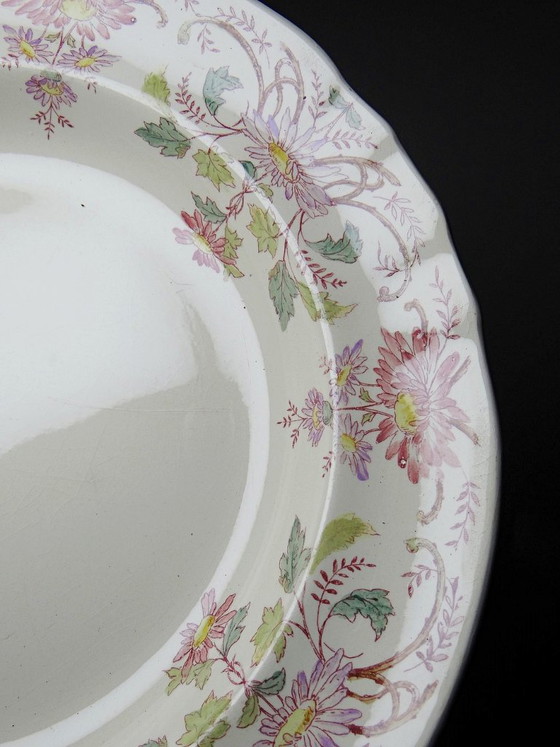 Antieke Longchamp Pâquerettes Aardewerk Polychrome Diepe Serveerschaal 19e Eeuw – Servies, Ceramic (photo 8 of 14)