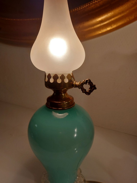 For Sale: Vintage Murano Opal Glass Table Lamp (Turquoise) (photo 4 of 7)