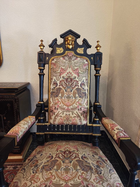 Ebonized and Gilded Historicist Armchair – Dining chairs, Wood (photo 5 of 7)