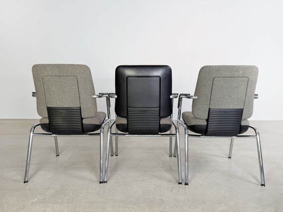 Image 1 of Lot de 3 chaises originales Drabert Chaise de conférence Accoudoirs Vintage