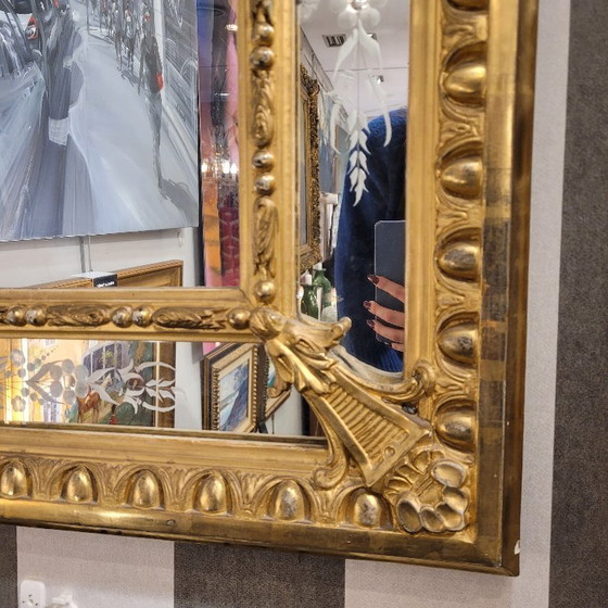 Image 1 of Wall mirror, carved and gilded wood, Napoleon III, circa 1880 – France