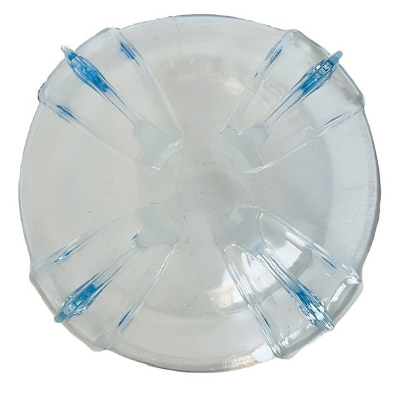 Image 1 of Walther & Sohne pressed glass fruit bowl light blue Artdeco 1930's