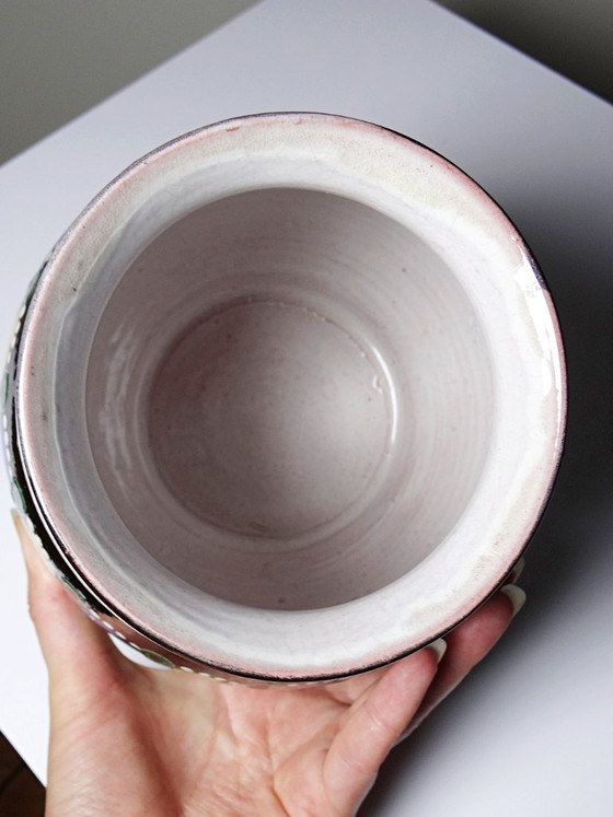Small Old Slovak Pozdišov Glazed Terracotta Vase, 1920s-1930s – Art déco, Ceramic (photo 7 of 8)