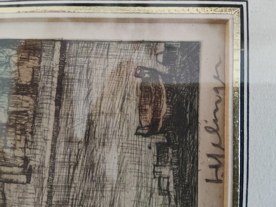 Image 1 of Han Jellinger Ets/ pentekening Boschstraat Maastricht 