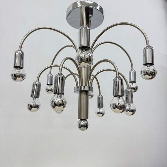Image 1 of Lampada da soffitto vintage in ottone cromato di Sciolari, anni '70
