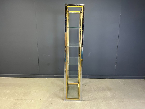 Image 1 of Messing en chromen plank van Renato Zevi, jaren 70.