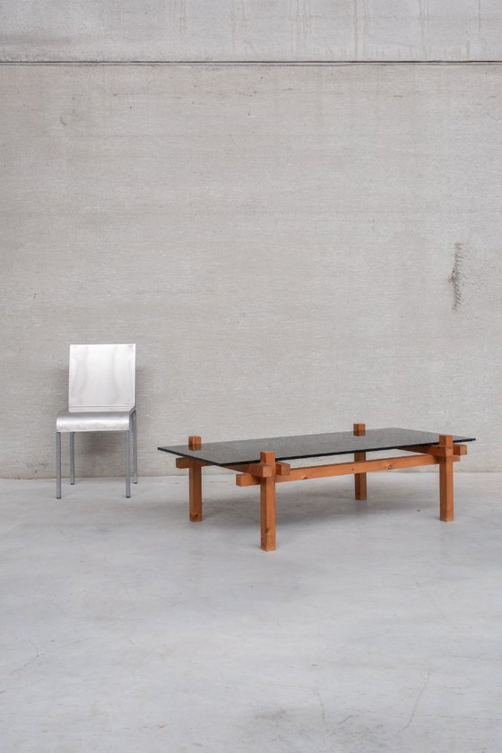 Image 1 of Tavolino da caffè di metà secolo in legno/smalto fumé