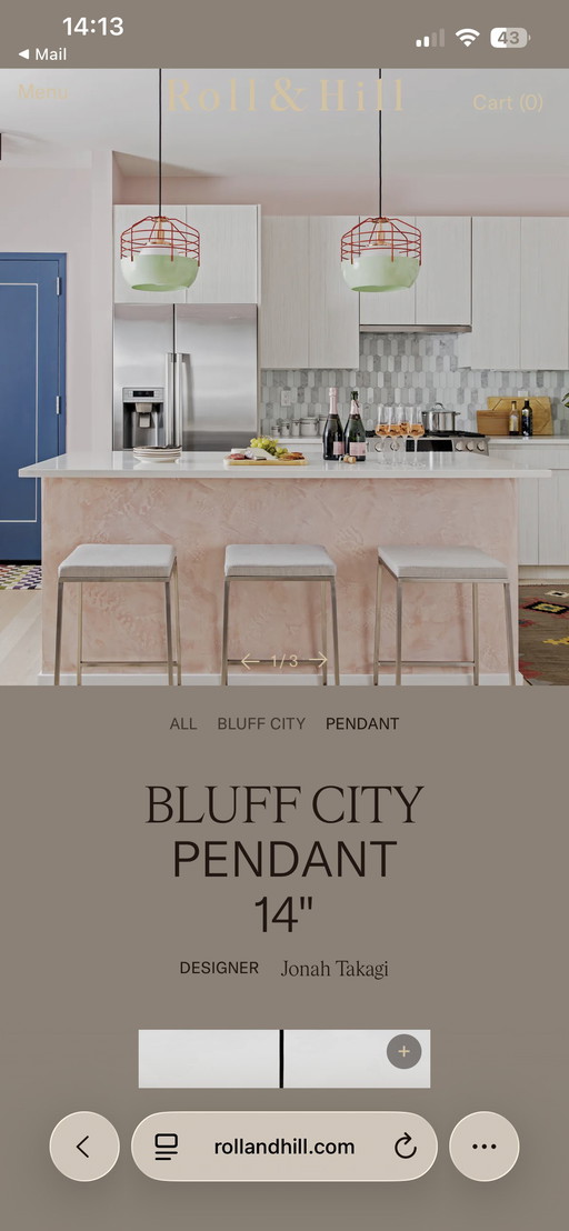 Roll & Hill Bluff City 14 inch hanglamp nieuw in doos