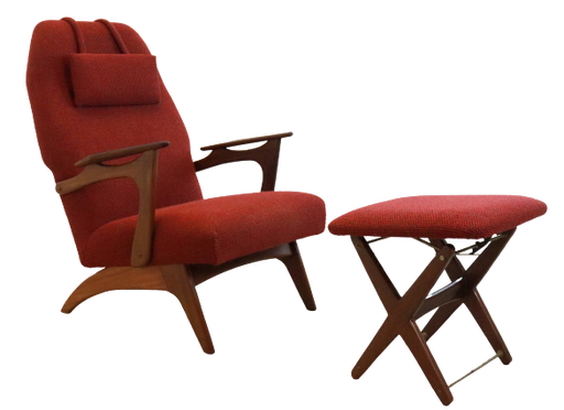 Mid Century Sessel + Fußhocker