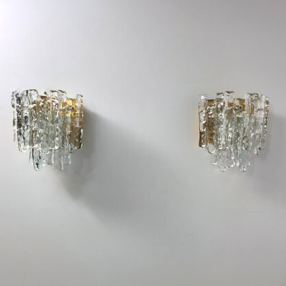 Image 1 of Set di lampade da parete Kalmar Franken in vetro ghiacciato, anni '70, metà secolo