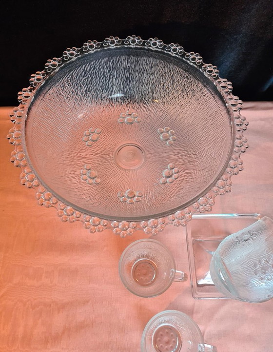 Image 1 of Masserini Barocco large fruit punch bowl and 4 glasses design 60s Italy.