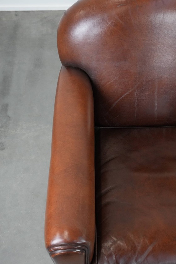 Image 1 of 2 x Beautifully shaped sheepskin Art Deco design armchairs