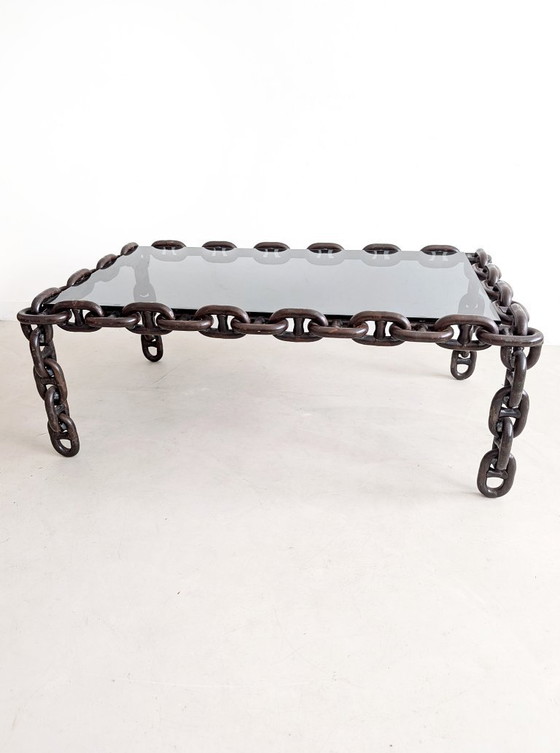 Image 1 of Brutalist Chain Link Coffee Table 1970s