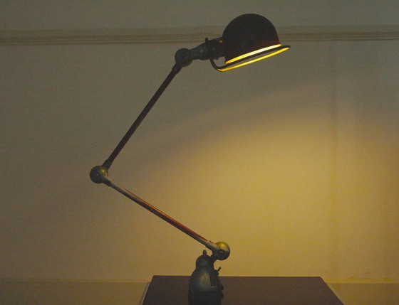 Image 1 of Vintage 1950s Jieldé Lamp Standard Industrial Wall Light, Two-Arm Early Model Riveted Label, French Factory Workshop Patina, 195