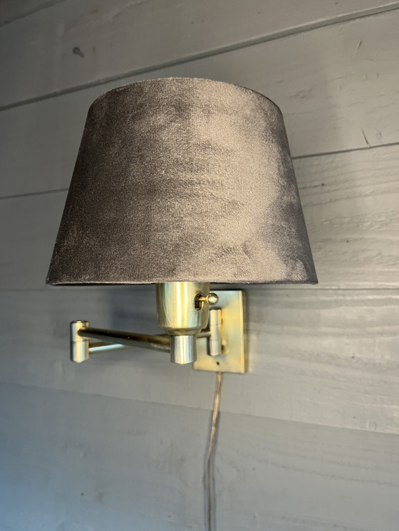 Image 1 of Lampe murale pivotante Vintage Golden Solid Brass Hollywood Regency