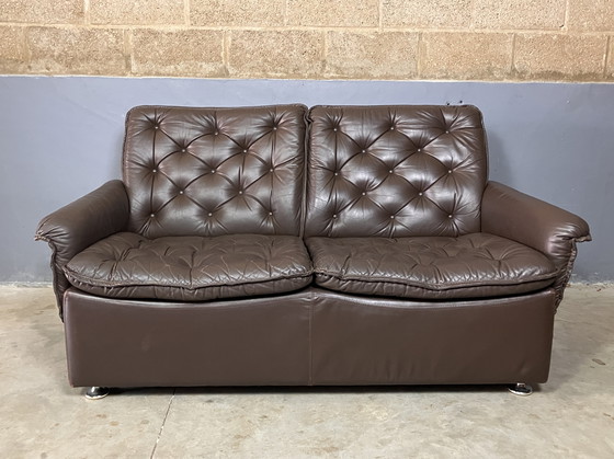 Image 1 of Canapé deux places seventies en cuir vintage