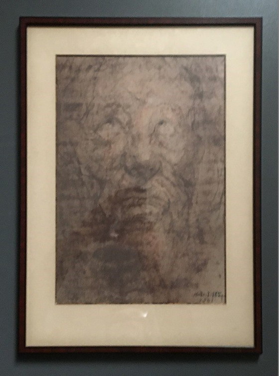 Image 1 of Anto Diez: Bleistift, "Menschliches Gesicht". Holzkohle