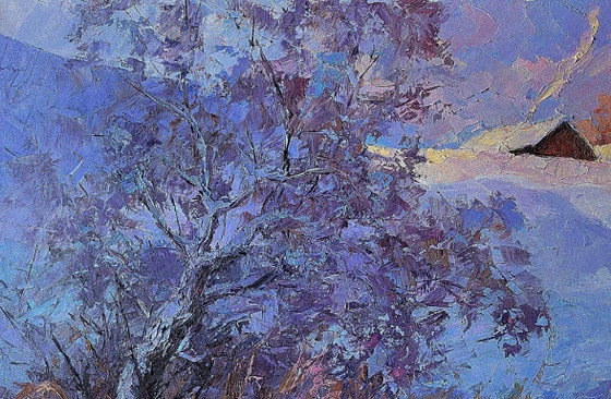 Original Oil Painting Winter Landscape Countryside Frosty Morning – Paintings & Drawings, Canvas (photo 4 of 7)