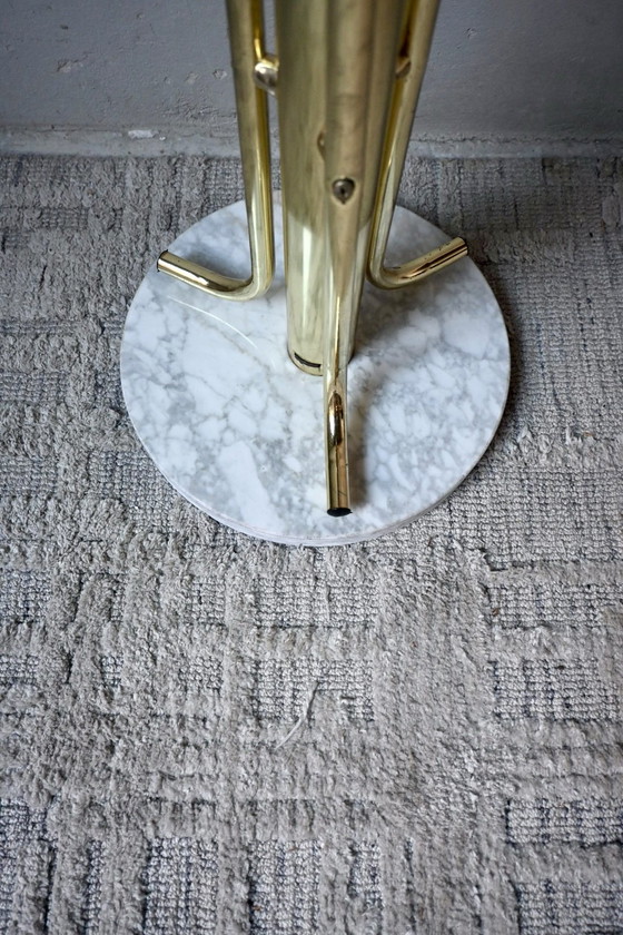 Vintage Hollywood Regency Coat rack Brass and Marble '70, Metal, Stone, Gold (photo 4 of 10)