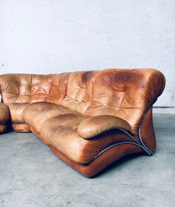 Image 1 of Midcentury Modern Italian Design 'COROLLA' Leather Sectional Sofa by I.P.E. Italy 1970's