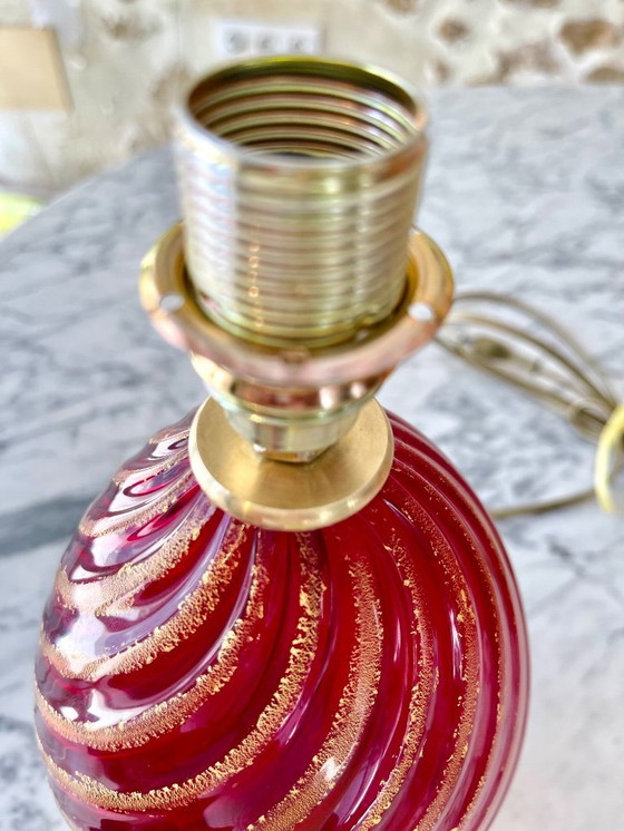 Image 1 of Tischlampe Muranoglas Farbe Rubin Rigadin ,Italien 1950