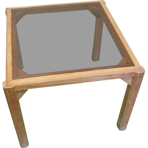 Tavolino da caffè vintage in teak con vetro