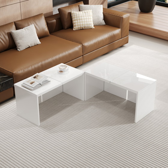 Image 1 of Urban Meuble White Glossy square coffee table, table top with free combination UVVEDS