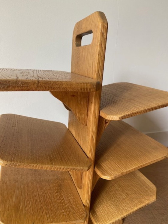 Image 1 of Bibliothèque brutaliste en chêne du milieu du siècle