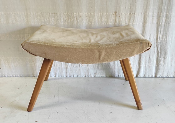 Image 1 of Taburete modernista de madera maciza - años 50/60